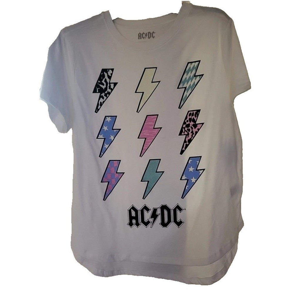 Grayson Social AC/DC HI-LO Graphic Tee White Women's Size XL (15-17)
